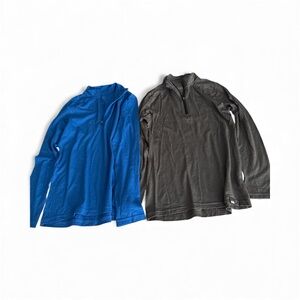 REI Kids Long Sleeve Shirts - Blue and Gray,Quarter zipper,Merino Wool ,Size M